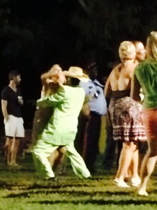 Dancing character at concert