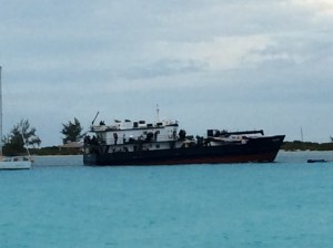 Party Boat coming into Farmers Cay for 5 F Festival 